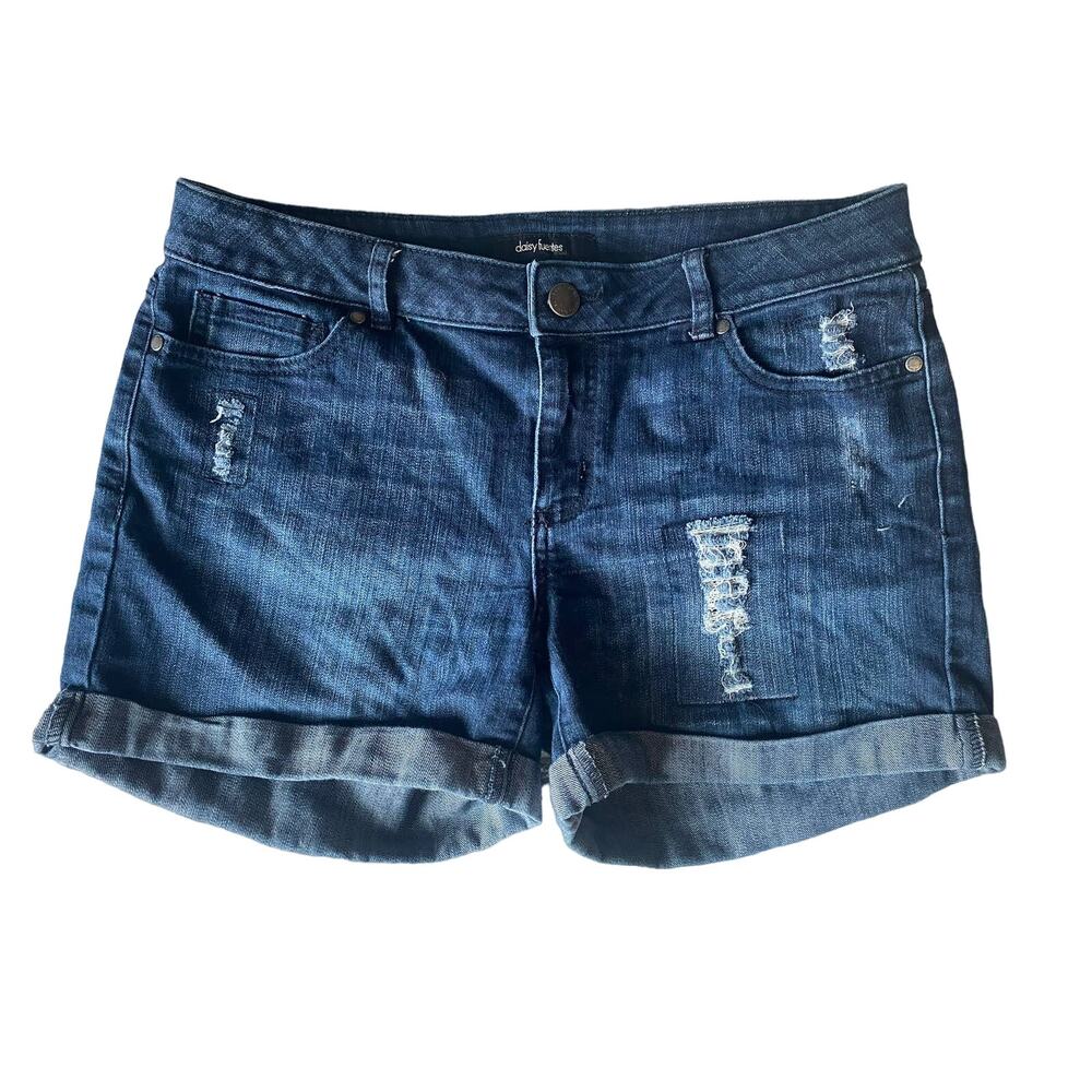 Daisy Fuentes Womens Size 8 Blue Distressed Denim Shorts